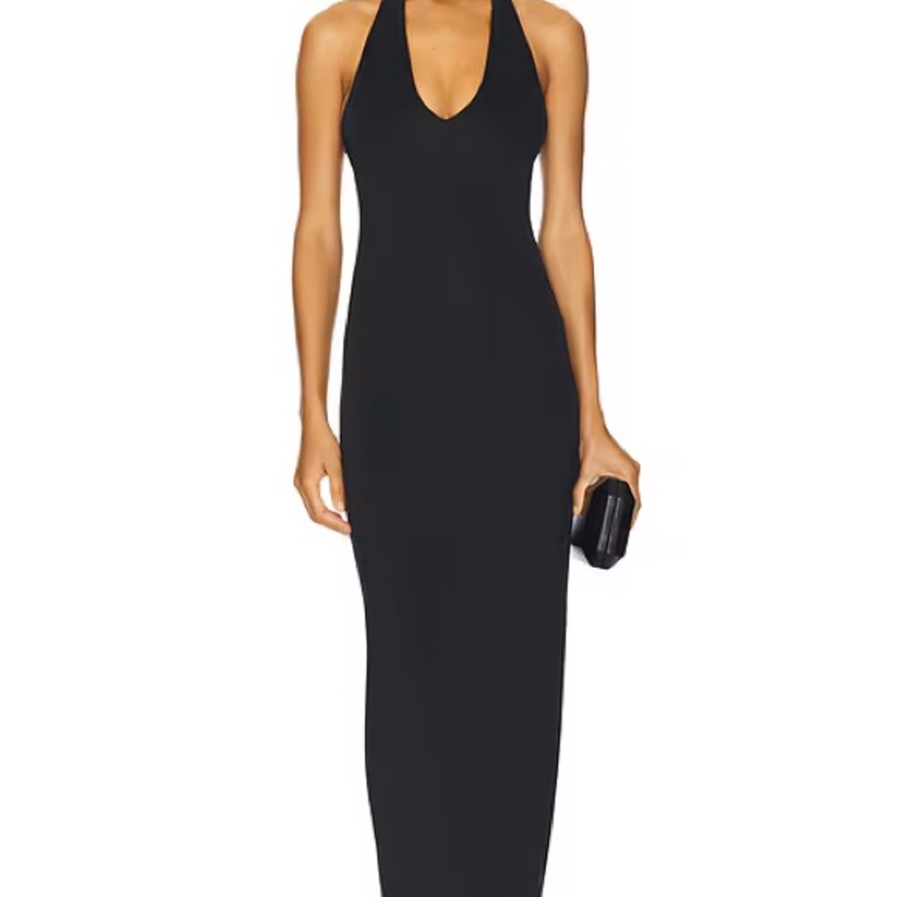 Good American black scuba maxi dress